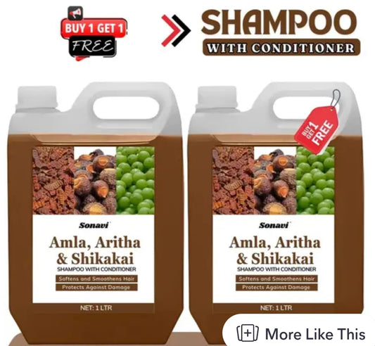 Amla Aritha & Shikakai Shampoo with conditioner for Anti Hair fall and Anti-dandruff Control Men And Women 1 LTR PACK OF 2
