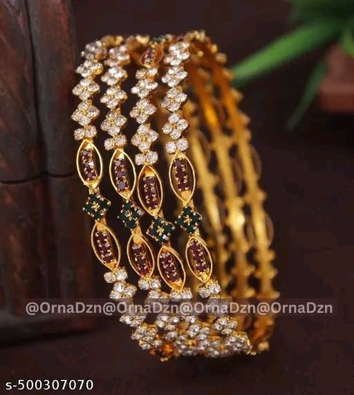 Orna Gold Plated Stone Bangle set