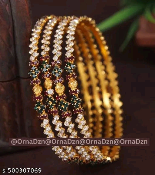 Orna Gold Plated Stone Bangle set