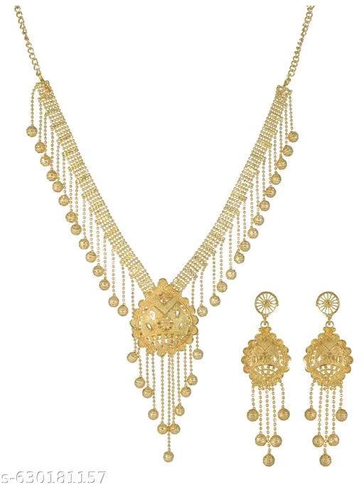 Manikya 24ct Gold Plated Bridal Necklace Jewellery Set With Matching Earrings