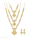 Manikya 24ct Gold Plated 3 Layered Bridal set with matching Earrings.